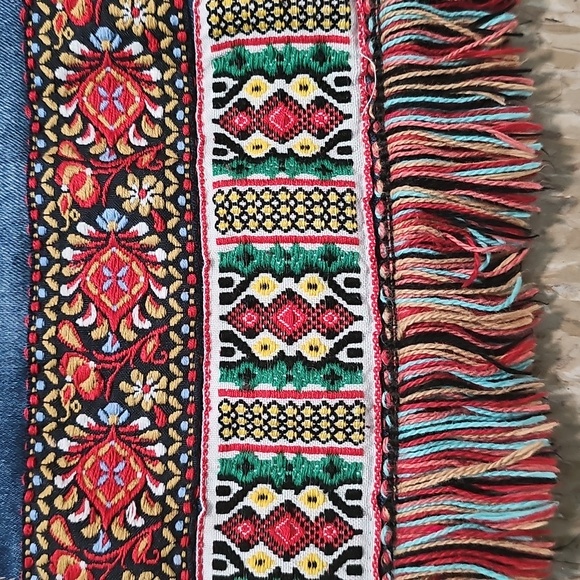 Embroidered Fringe Denim Mini Skirt - Blue - Picture 2 of 3